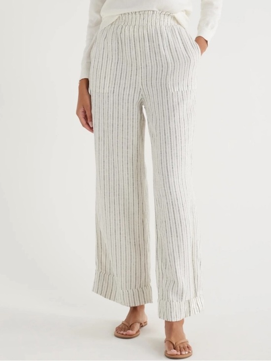 Time and Tru Pants - Time and Tru Striped Wide Leg Pant Cream and Black Size Med Elastic Waist Pullon